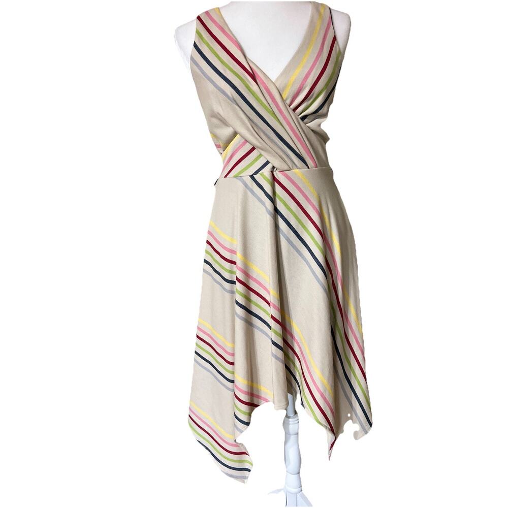 Anthropologie Eva Franco Ivory Multi-Color Striped Dress Size 4